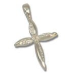 Petal Design 2mm Round Cross Pre-notched Pendant Mounting - White Gold