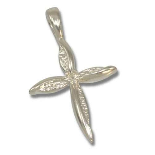 Petal Design 2mm Round Cross Pre-notched Pendant Mounting - White Gold