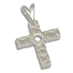 Nugget Freeform Cross Pre-notched Pendant Mounting - Sterling Silver