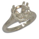 Round Split Cathedral Pre-notched Ring Mounting - White Gold