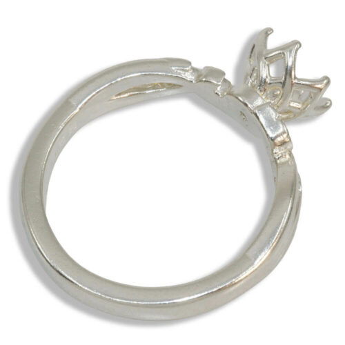 Round Leaf Solitaire Pre-Notched Ring Mounting