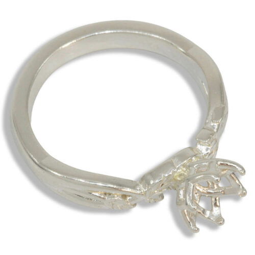 Round Leaf Solitaire Pre-Notched Ring Mounting