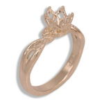 Round Leaf Solitaire Pre-Notched Ring Mounting - Rose Gold