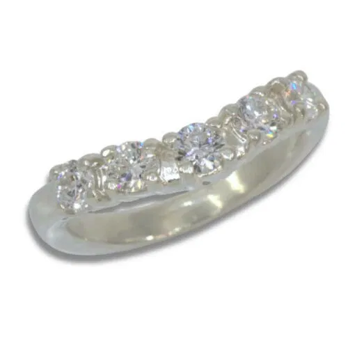 Curved Wedding Band - 3mm 0.50ctw Five Stone Curved Band