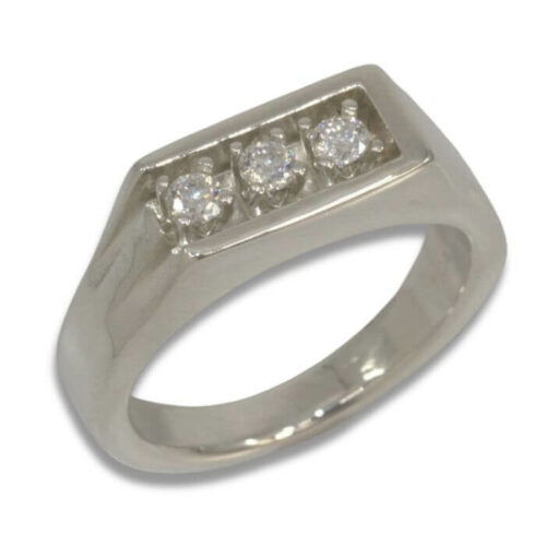 Men's 3mm Three Stone Pre-notched Ring Mounting - Finished