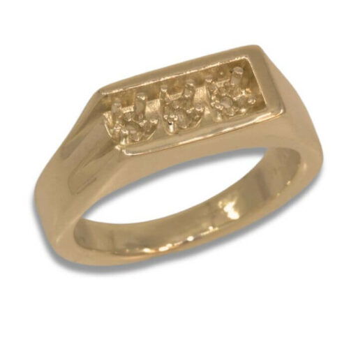 Men's 3mm Three Stone Pre-notched Ring Mounting - Yellow Gold