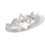 Wave Design Four Stone (4) Round Mothers Ring Mounting
