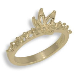 Round Tulip Accented Pre-notched Ring Mounting - Yellow Gold