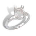 Oval Solitaire Double Prong Pre-notched Ring Mounting