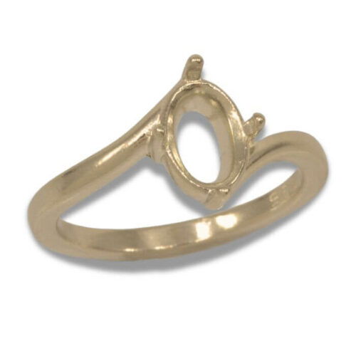 Oval Solitaire Twist Pre-notched Mounting - Yellow Gold