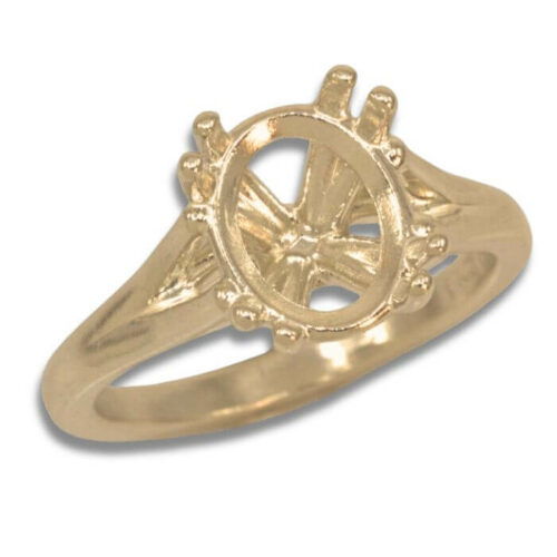 Oval Split Cathedral Pre-notched Ring Mounting - Yellow Gold