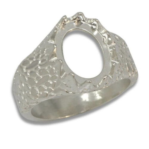 Men's Oval Cabochon Stone Texture Ring Mounting