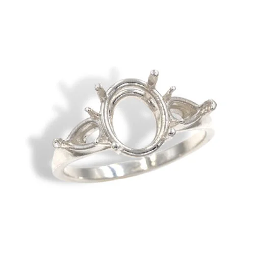 Oval Pear Accent Pre-notched Ring Mounting