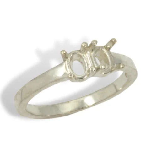 Oval Two Stone Pre-notched Ring Mounting