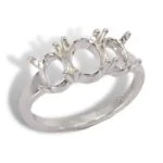 Three Stone Oval Pre-notched Ring Mounting