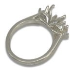 Floral Oval w/ Half Moon Accents Three Stone Pre-notched Ring Mounting