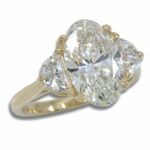 Floral Oval w/ Half Moon Accents Three Stone Pre-notched Ring Mounting