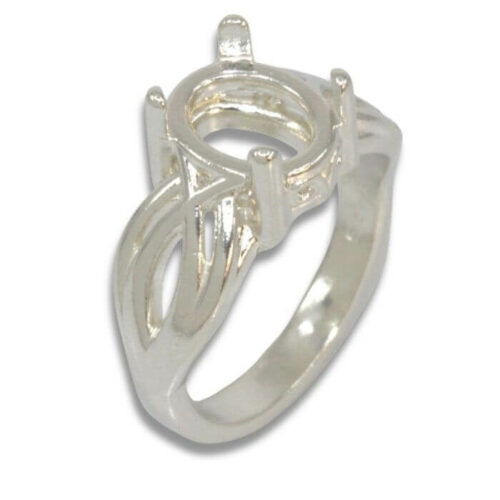 Oval Cabochon Criss Cross Design Pre-notched Ring Mounting