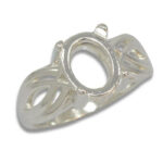 Oval Cabochon Criss Cross Design Pre-notched Ring Mounting - Sterling Silver
