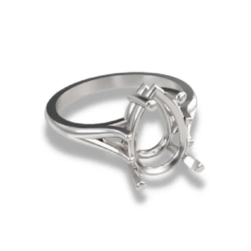 Pear Cathedral Solitaire Pre-notched Ring Mounting