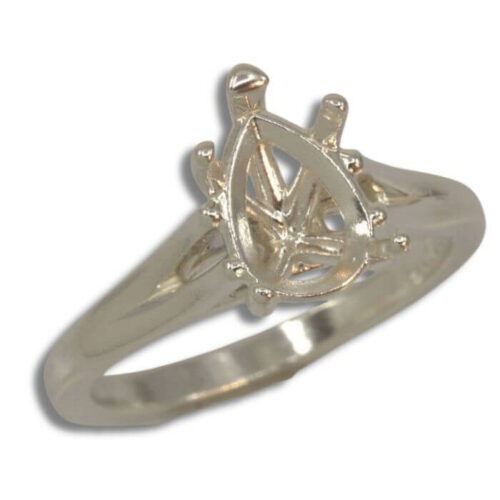 Quinn Ring - Pear Split Cathedral Pre-notched Mounting - White Gold