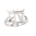 Emerald Cut Split Shank Pre-notched Ring Mounting