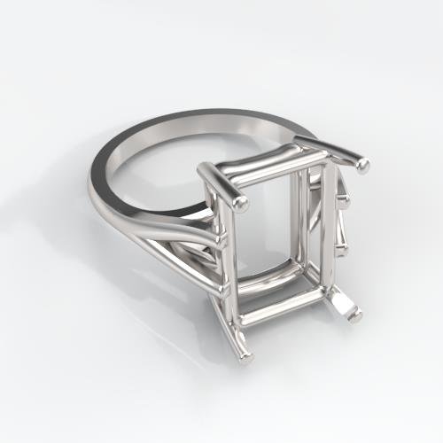 Emerald Cut Cathedral Pre-notched Ring Mounting