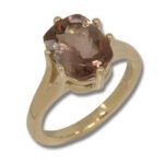 Peach Champagne Tourmaline 3.03ct Gold Cushion Ring