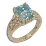 Blue Moissanite 10x8mm Radiant Artisan Scroll Ring