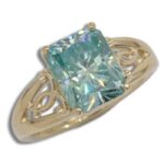 Emerald Artisan Scroll Blue Moissanite Ring