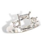 Emerald Cut Trellis Accented Pre-notched Ring Mounting