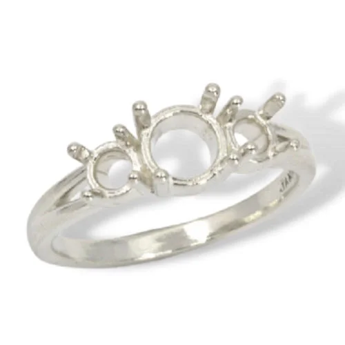 Classic Three Stone Round Pre-notched Ring Mounting