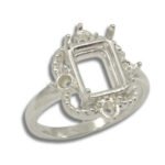 Emerald Cut Accented Milgrain Pre-notched Ring Mounting