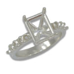 Emerald Basket Head Accented Pre-notched Ring Mounting