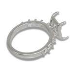 Emerald Basket Head Accented Pre-notched Ring Mounting