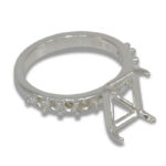 Emerald Basket Head Accented Pre-notched Ring Mounting