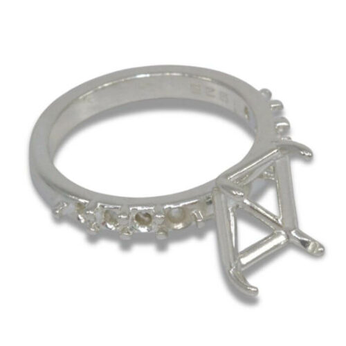 Emerald Basket Head Accented Pre-notched Ring Mounting