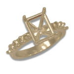 Emerald Basket Head Accented Pre-notched Ring Mounting - Yellow Gold