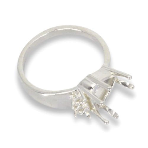 Trillion Six Prong Accented Pre-notched Ring Mounting