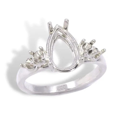 Pear Double Accented Pre-notched Ring Mounting