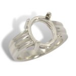 Oval Cabochon Tri-Ribbed Ring Mounting
