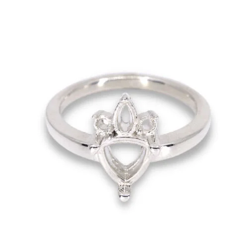 7mm Trillion Crown Pre-notched Ring Mounting