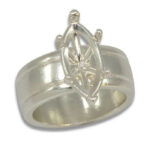 Marquise Cigar Band Style Ring Mounting - Sterling Silver