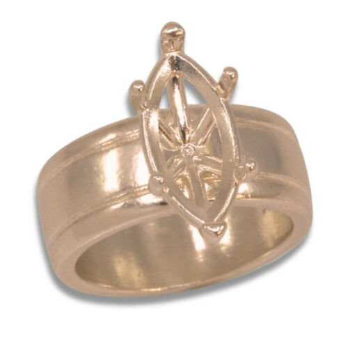 Marquise Cigar Band Style Ring Mounting - Rose Gold