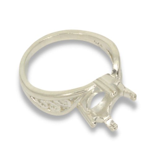 Oval Fancy Prong Pre-notched Ring Mounting
