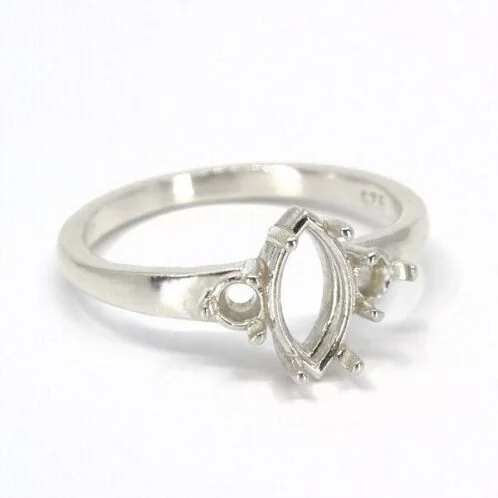 Marquise Accented Pre-notched Ring Mounting