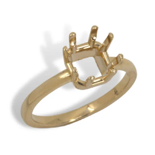 Princess Square 8 Prong Pre-notched Ring Mounting
