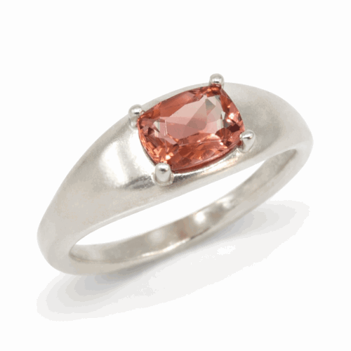 Elongated Cushion Solitaire Dome Pre-notched Ring Mounting - Finished Example