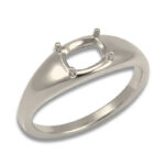Elongated Cushion Solitaire Dome Pre-notched Ring Mounting - White Gold