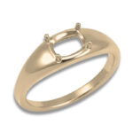 Elongated Cushion Solitaire Dome Pre-notched Ring Mounting - Yellow Gold